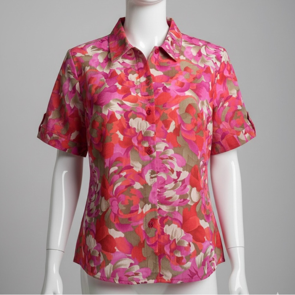 Vintage Allison Daley Pink Floral Button Down Shirt